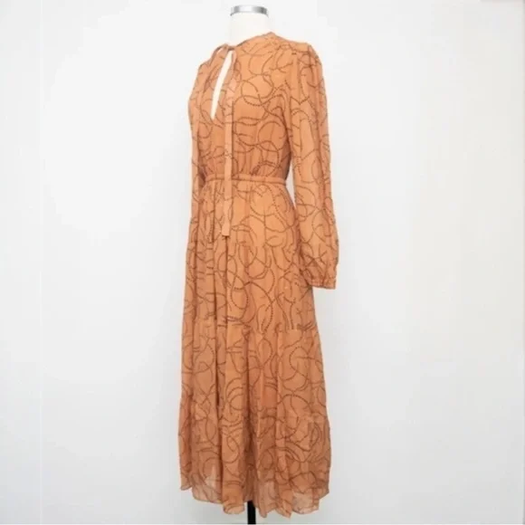 A.L.C. Marlowe Long Sleeve Maxi Dress Size 6 Rust Orange Fall Boho